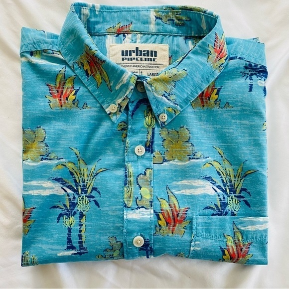 Urban Pipeline blue short sleeve cactus print shirt size LARGE - Picture 8 of 8